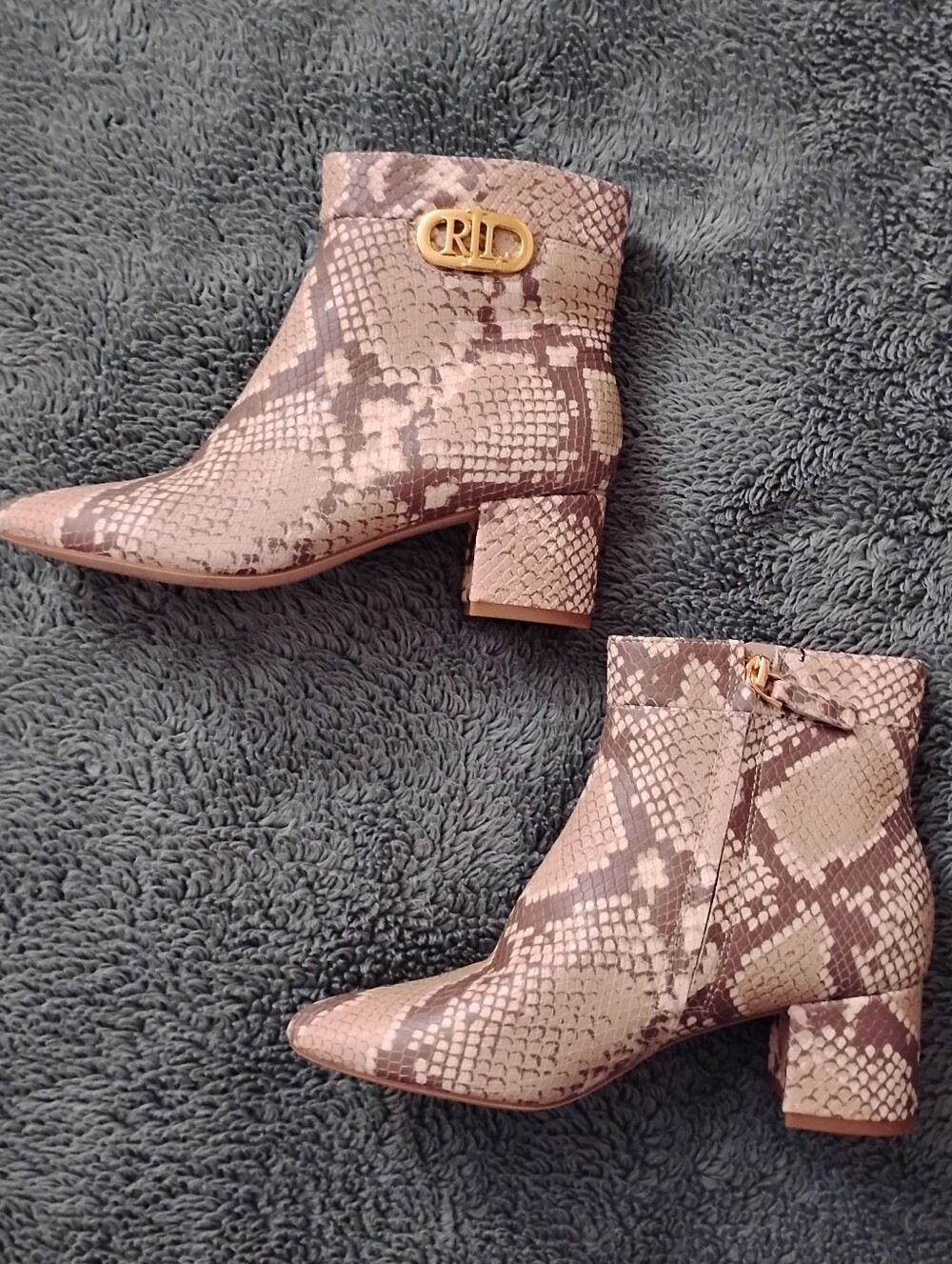 RALPH LAUREN Snakeskin Ankle Boots Women's Size 5